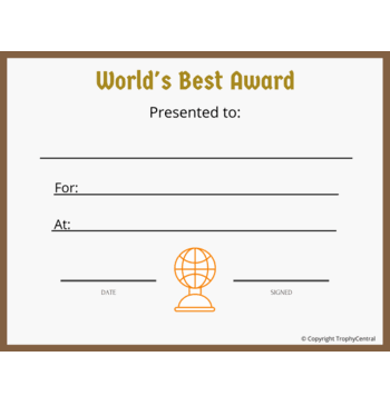 Free World's Best Certificate Template | TrophyCentral