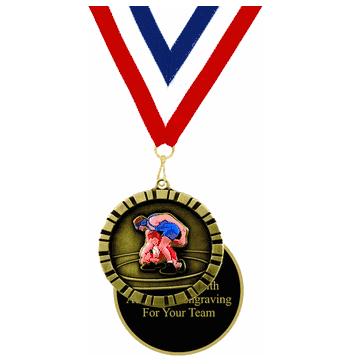 Wrestling 2" 3D Relief Medal - Click to enlarge