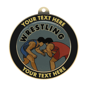 Wrestling Insert Medal with Personalized Rim - Click to enlarge