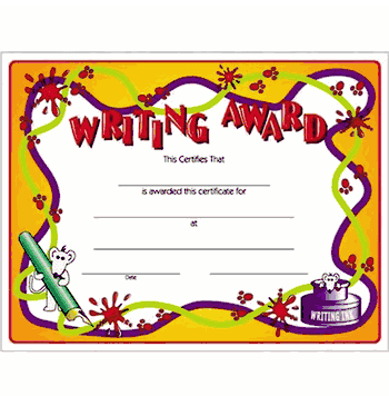 Writing Certificate Award - Click to enlarge