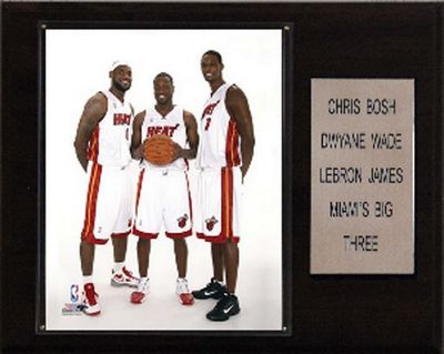12"x15" LeBron James- DwyaneWade-Chris Bosh Miami Heat Player Plaque