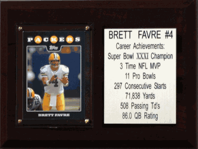 6"X8" Brett Favre Green Bay Packers Career Stat Plaque