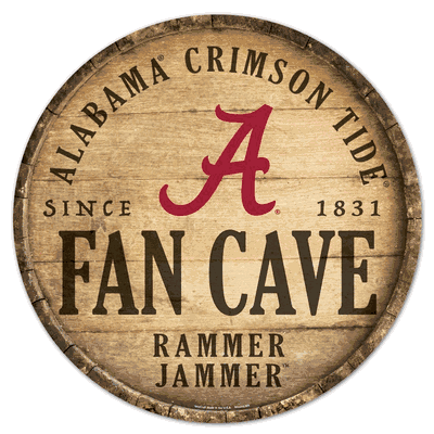 Alabama Crimson Tide 14 Inch Barrel Top Design Round Wood Sign