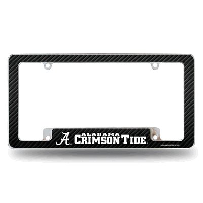 Alabama Crimson Tide Carbon Fiber Chrome Auto License Plate Frame