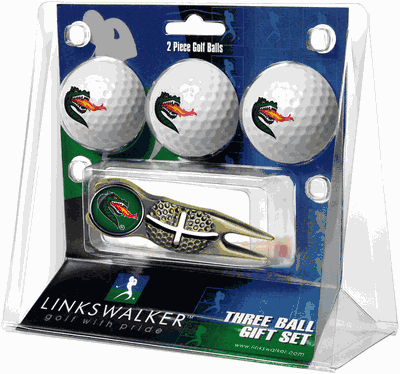 Alabama UAB Blazers 3 Golf Ball And Gold Crosshair Divot Tool Gift Pack