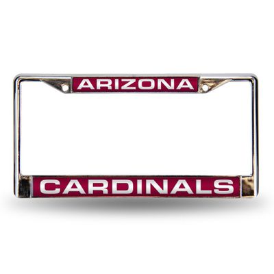 Arizona Cardinals Chrome License Plate Frame - White on Red