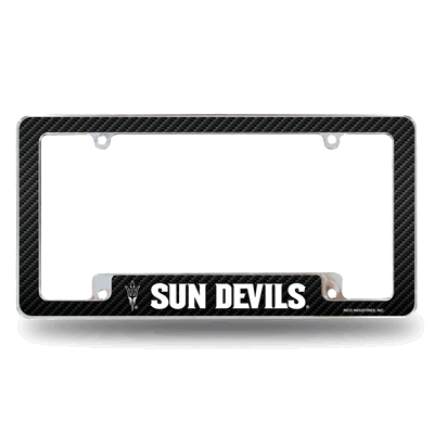Arizona St Sun Devils ASU Carbon Fiber Chrome Auto License Plate Frame