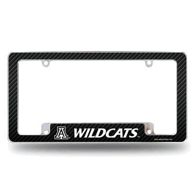 Arizona Wildcats Carbon Fiber 12"x 6" Chrome Auto License Plate Frame