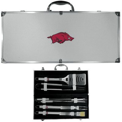 Arkansas Razorbacks 8 pc Stainless Steel BBQ Set w/Metal Case