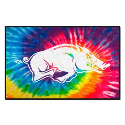 Arkansas Razorbacks Tie Dye Starter Mat Accent Rug