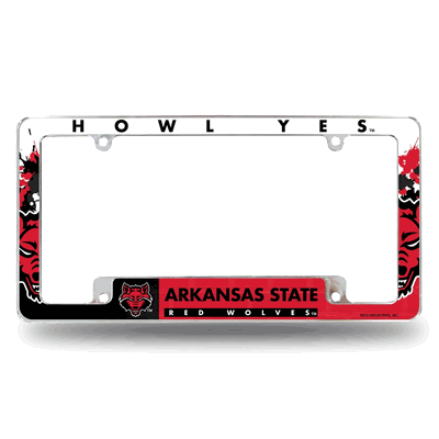 Arkansas State Red Wolves 12"x 6" Chrome Auto License Plate Frame