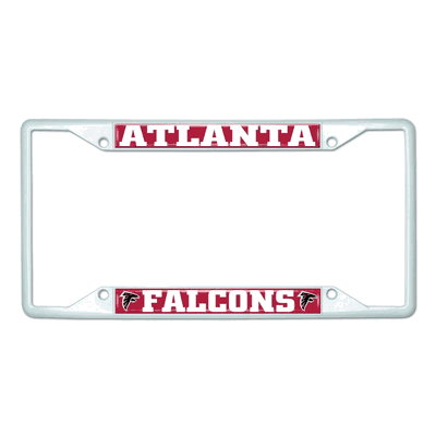 Atlanta Falcons White Metal License Plate Frame