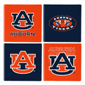 Auburn Tigers 4 Piece Coaster Set with Wood Caddy