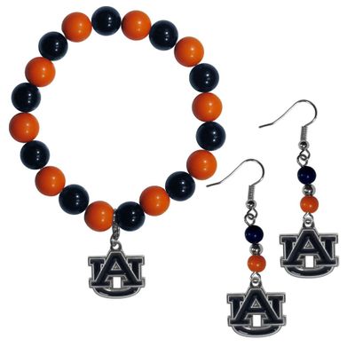 Auburn Tigers Fan Bead Earrings and Bracelet Set