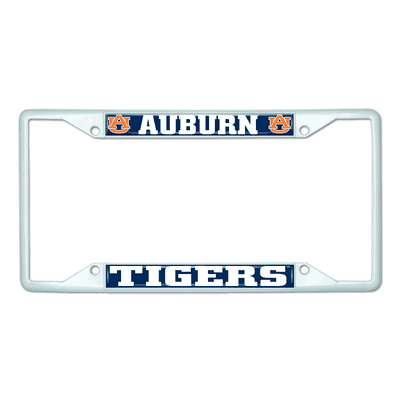 Auburn White Metal License Plate Frame