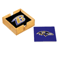 Baltimore Ravens 4 Piece Coaster Set with Wood Caddy