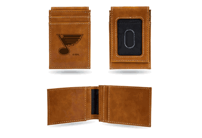 Blues Laser Engraved Brown Front Pocket Wallet