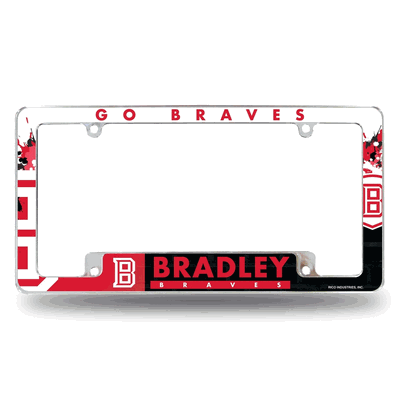 Bradley Braves12"x 6" Chrome Automotive License Plate Frame