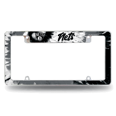 Brooklyn Nets Tie Dye 12"x 6" Chrome Auto License Plate Frame