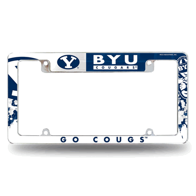 BYU Cougars Primary 12"x 6" Chrome Automotive License Plate Frame
