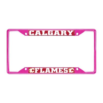 Calgary Flames Pink Metal License Plate Frame