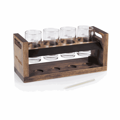 Carolina Panthers Craft Beer Flight Beverage Sampler - Acacia Wood