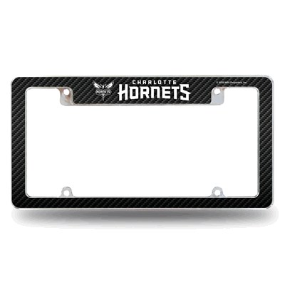 Charlotte Hornets Black 12"x 6" Chrome Automotive License Plate Frame