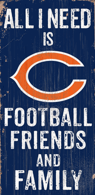 Chicago Bears Sign Wood 6x12 Football Friends and Family Design Color