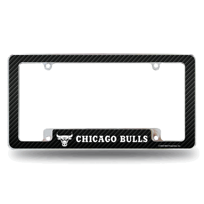 Chicago Bulls Black 12" x 6" Chrome Automotive License Plate Frame