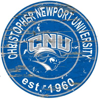 Christopher Newport University Distressed Round Sign