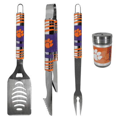 Clemson Tigers 3 Piece BBQ Set with Seasoning Shaker