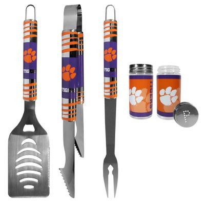 Clemson Tigers 3 Piece Tailgate BBQ Set with Salt and Pepper Shakers