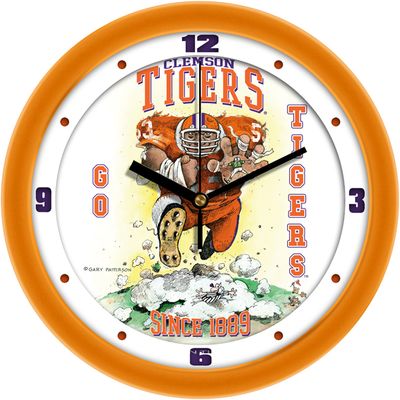 Clemson Tigers Gary Patterson Artwork "Steamroller" Football Wall Clock