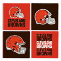 Cleveland Browns 4 Piece Coaster Set with Wood Caddy Cleveland Browns 4 Piece Coaster Set with Wood Caddy