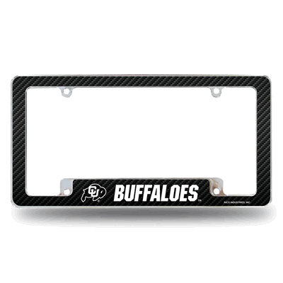 Colorado Buffaloes Carbon Fiber Chrome Auto License Plate Frame