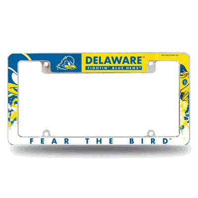 Delaware Fightin' Blue Hens Fear The Bird Chrome License Plate Frame
