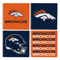 Denver Broncos 4 Piece Coaster Set with Wood Caddy