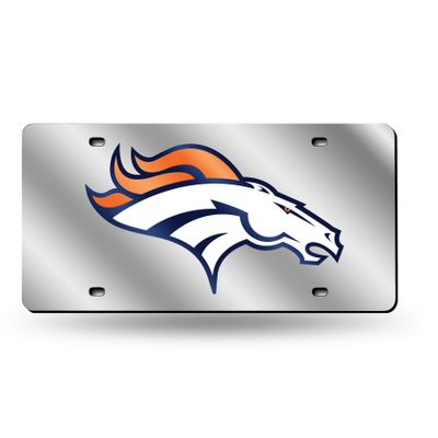 Denver Broncos Laser Cut Silver License Plate