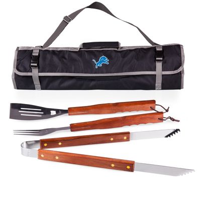 Detroit Lions 3-Piece BBQ Tote & Grill Set - Black with Gray Accents