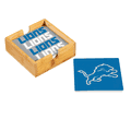 Detroit Lions 4 Piece Coaster Set with Wood Caddy Detroit Lions 4 Piece Coaster Set with Wood Caddy