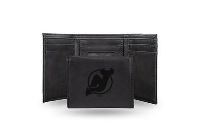 Devils Laser Engraved Black Trifold Wallet