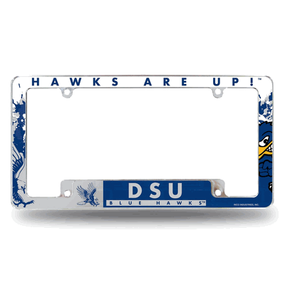 Dickinson State Blue Hawks Primary 12"x 6" Chrome License Plate Frame