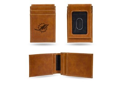 Dolphins Laser Engraved Brown Front Pocket Wallet