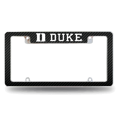 Duke Blue Devils Carbon Fiber Design Chrome License Plate Frame