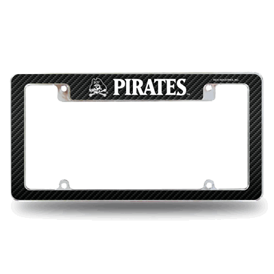 East Carolina Pirates Black 12"x 6" Chrome Auto License Plate Frame
