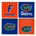 Florida Gators 4 Piece Coaster Set with Wood Caddy