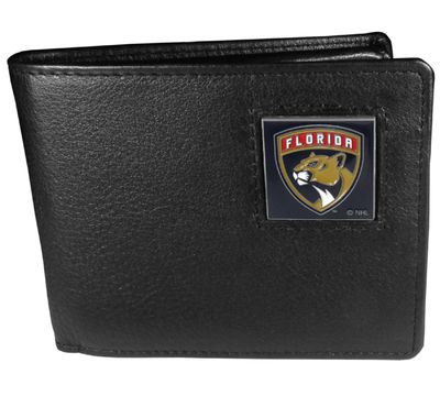 Florida Panthers Leather Bi-fold Wallet Packaged in Gift Box