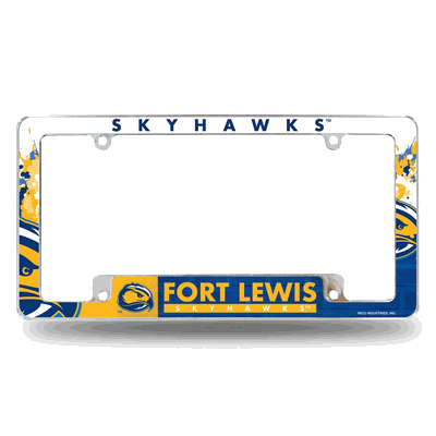 Fort Lewis Skyhawks Primary Chrome Automotive License Plate Frame