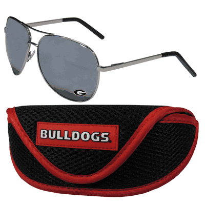 Georgia Bulldogs Aviator Sunglasses and Sports Case