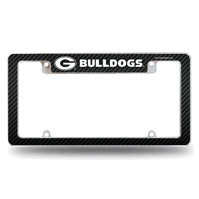 Georgia Bulldogs Carbon Fiber Design Chrome Auto License Plate Frame